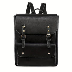 Classic Style Flap Backpack PU Leather School Bag