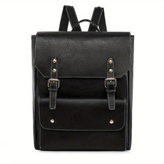 Classic Style Flap Backpack PU Leather School Bag