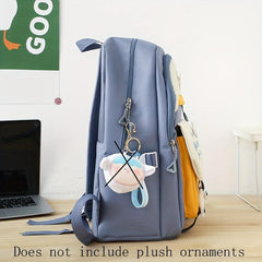 4PCS Large Capacity Preppy Backpack Set School Laptop BookBag Travel Daypack