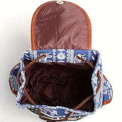 Vintage Elephant Pattern Backpack Women's Travel Daypack