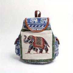 Vintage Elephant Pattern Backpack Women's Travel Daypack