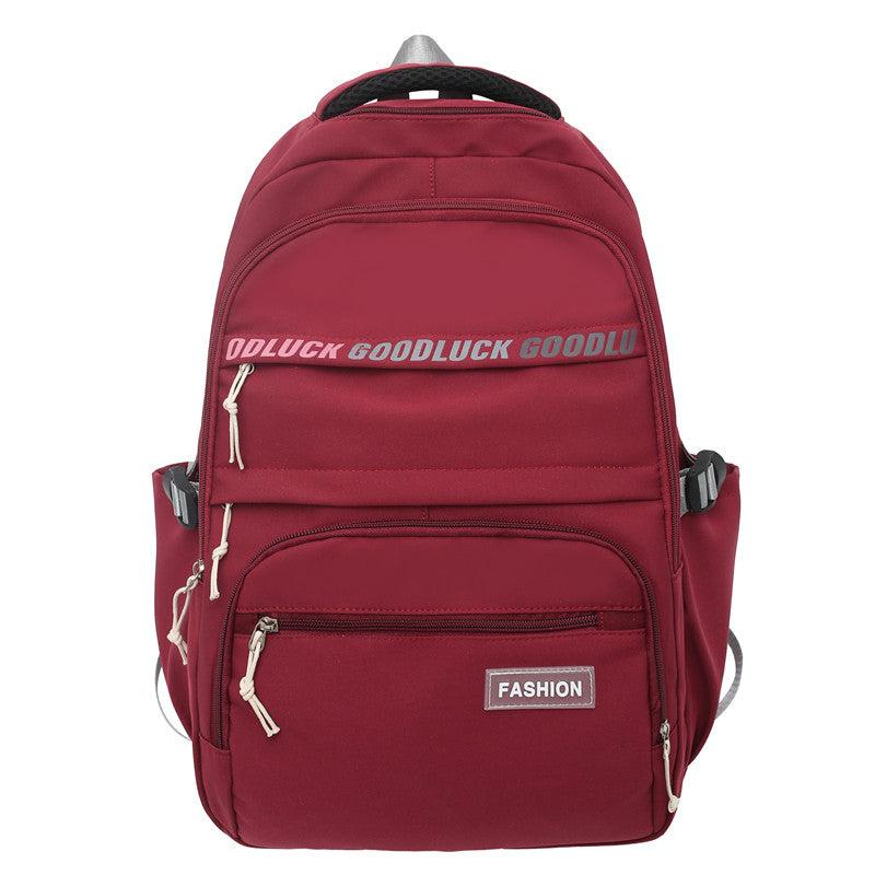 Letter Graphic Functional Backpack Patch Decor Nylon Bookbag