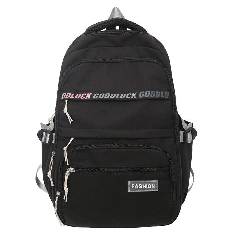 Letter Graphic Functional Backpack Patch Decor Nylon Bookbag