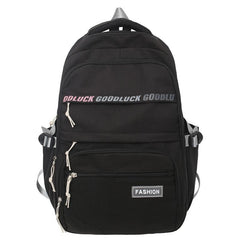 Letter Graphic Functional Backpack Patch Decor Nylon Bookbag