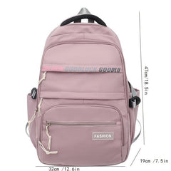 Letter Graphic Functional Backpack Patch Decor Nylon Bookbag
