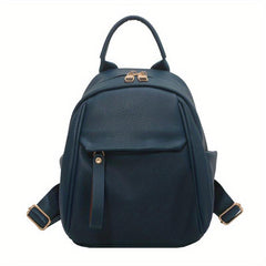 Small Solid Backpack Purse PU Leather Daypack Pockets Travel Schoolbag