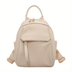 Small Solid Backpack Purse PU Leather Daypack Pockets Travel Schoolbag