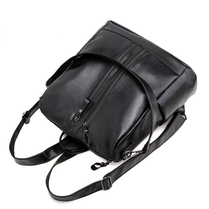 Zipper Front Backpack Purse PU Travel Daypack Women's Two way Shoulder Bag