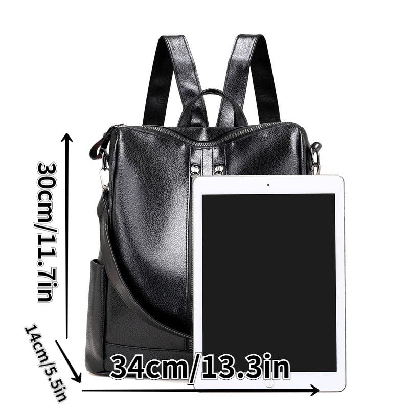 Zipper Front Backpack Purse PU Travel Daypack Women's Two way Shoulder Bag