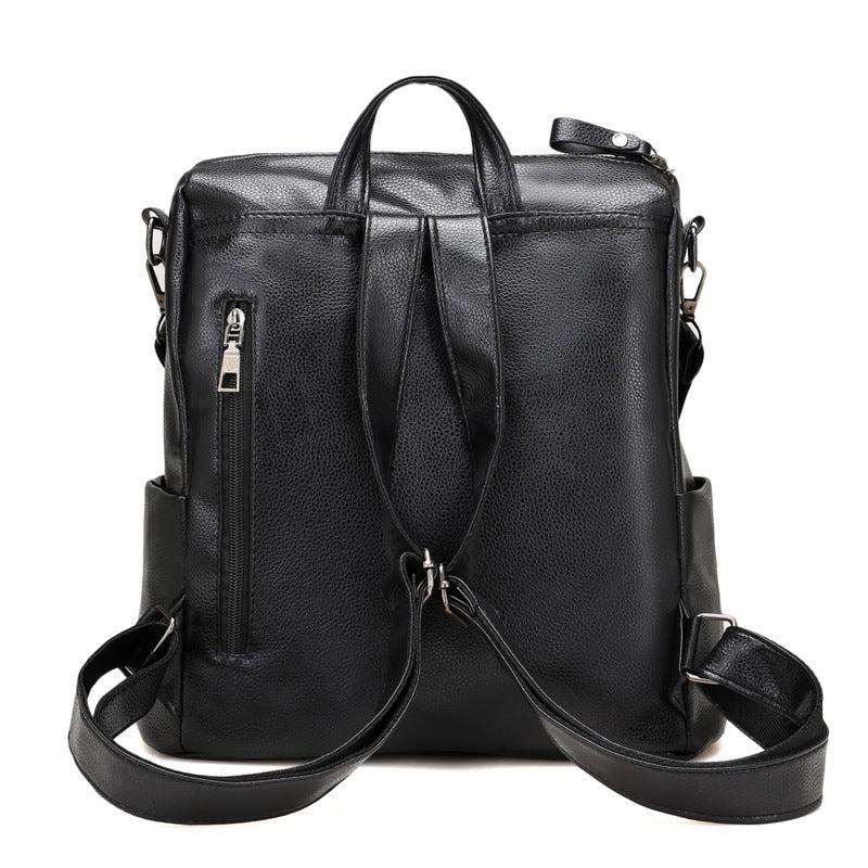 Zipper Front Backpack Purse PU Travel Daypack Women's Two way Shoulder Bag