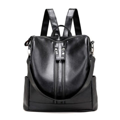 Zipper Front Backpack Purse PU Travel Daypack Women's Two way Shoulder Bag