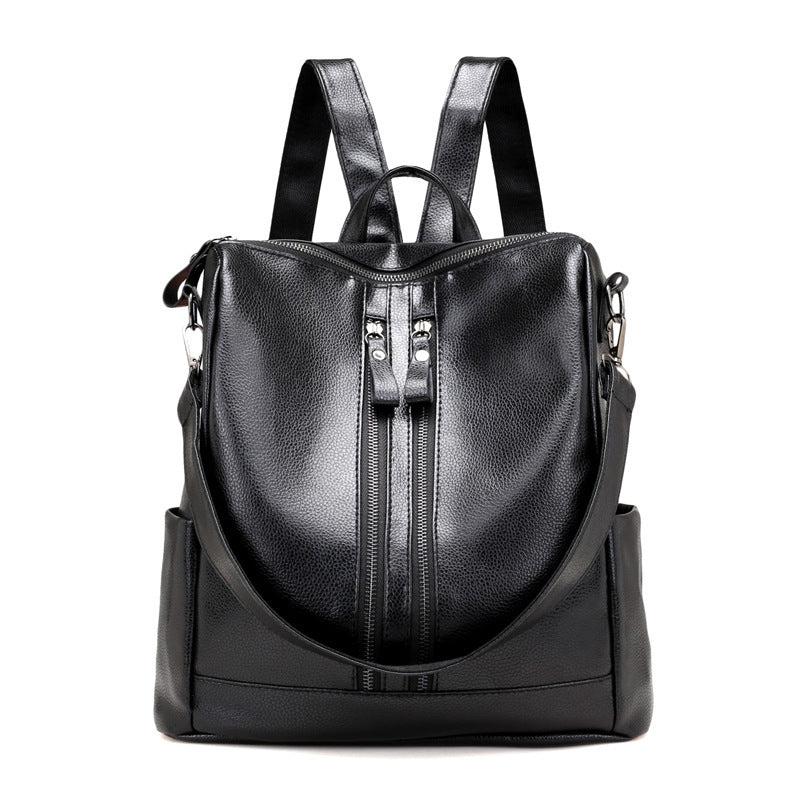 Zipper Front Backpack Purse PU Travel Daypack Women's Two way Shoulder Bag