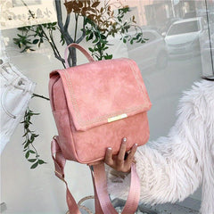Vintage Stitching Flap Backpack Small Student School Bag Faux Leather Daypack