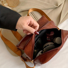 Vintage Stitching Flap Backpack Small Student School Bag Faux Leather Daypack