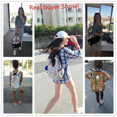 Flower Pattern Canvas Backpack Women's Large Capacity