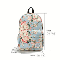 Flower Pattern Canvas Backpack Women's Large Capacity