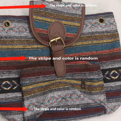 Vintage Canvas Flap Backpack Boho Style Drawstring Daypack