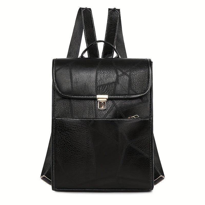Vintage Style Flap Backpack PU Leather Schoolbag Top Handle Daypack
