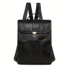 Vintage Style Flap Backpack PU Leather Schoolbag Top Handle Daypack