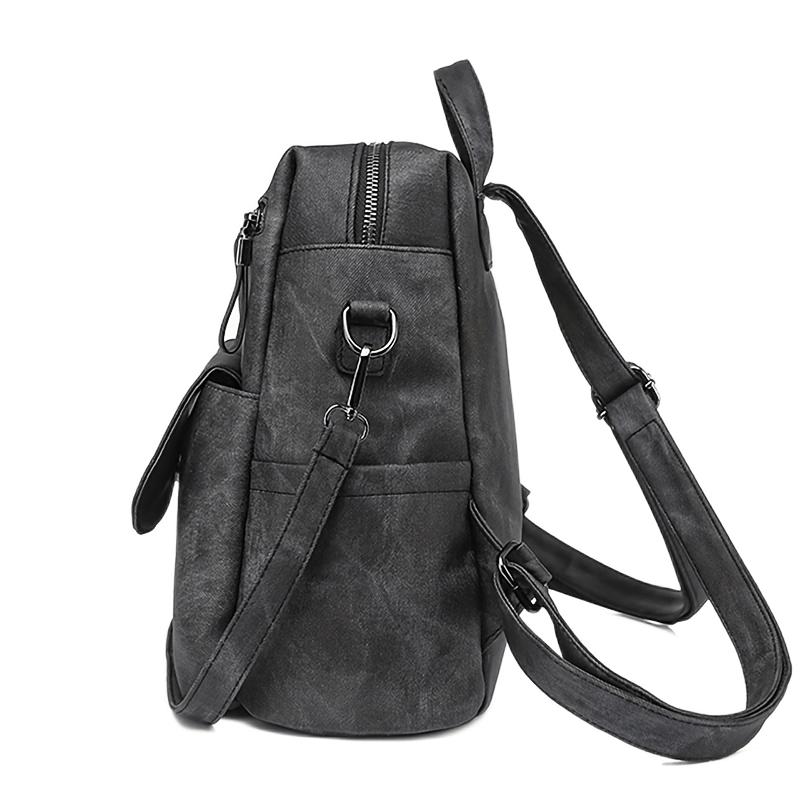 Large Capacity PU Leather Backpack for School Travel Commute