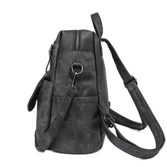 Large Capacity PU Leather Backpack for School Travel Commute