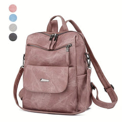 Large Capacity PU Leather Backpack for School Travel Commute