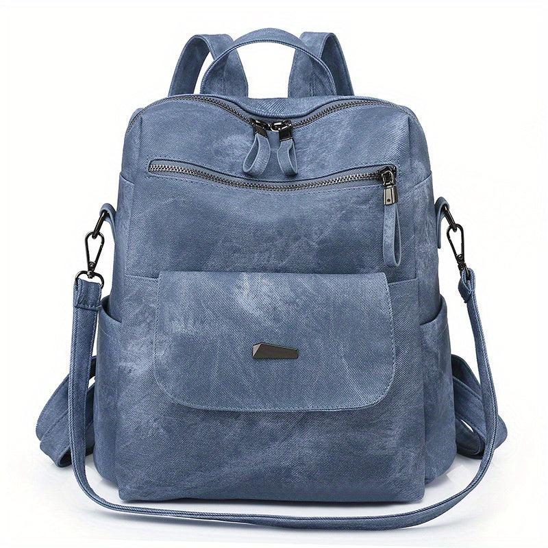 Large Capacity PU Leather Backpack for School Travel Commute
