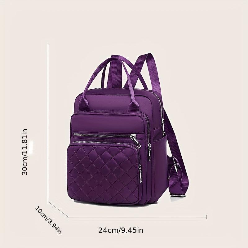 Argyle Quilted Tote Travel Backpack Oxford Cloth Daypack Top Handle
