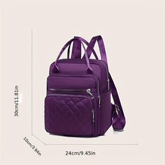 Argyle Quilted Tote Travel Backpack Oxford Cloth Daypack Top Handle
