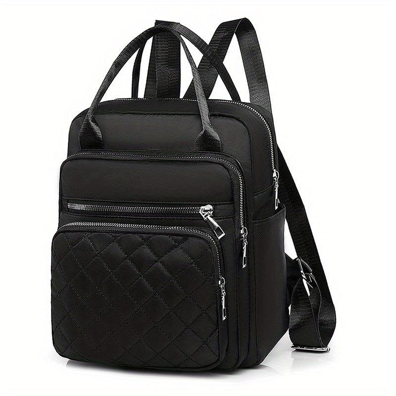 Argyle Quilted Tote Travel Backpack Oxford Cloth Daypack Top Handle