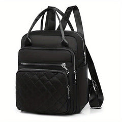 Argyle Quilted Tote Travel Backpack Oxford Cloth Daypack Top Handle
