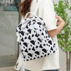 Butterfly Cow Leaves Pattern Backpack Stylish Zipper School Bag