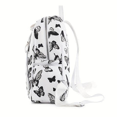 Butterfly Cow Leaves Pattern Backpack Stylish Zipper School Bag