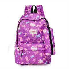 Pattern Backpack With Long Pencil Box Lightweight School Bags