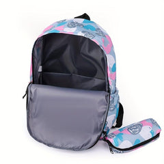 Pattern Backpack With Long Pencil Box Lightweight School Bags