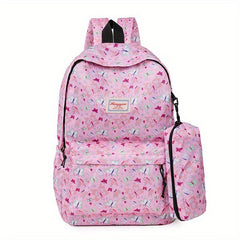 Pattern Backpack With Long Pencil Box Lightweight School Bags