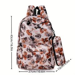 Pattern Backpack With Long Pencil Box Lightweight School Bags