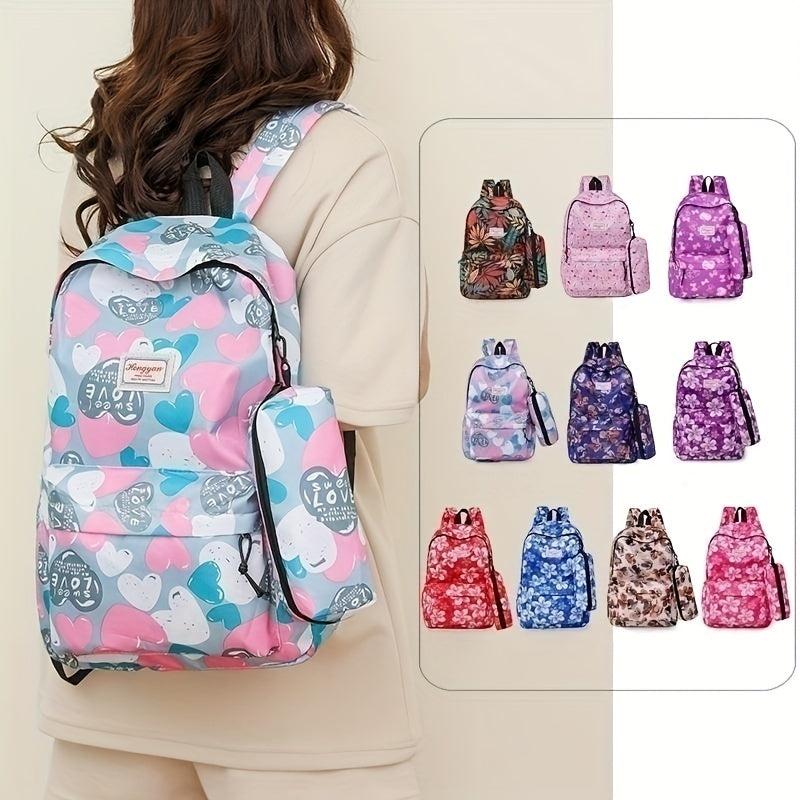 Pattern Backpack With Long Pencil Box Lightweight School Bags