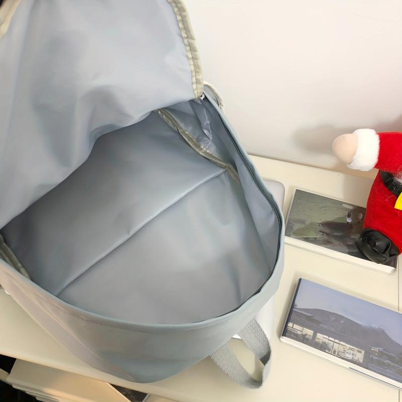 Casual Minimalist Preppy Backpack Large Capacity School Bag Zipper Storage