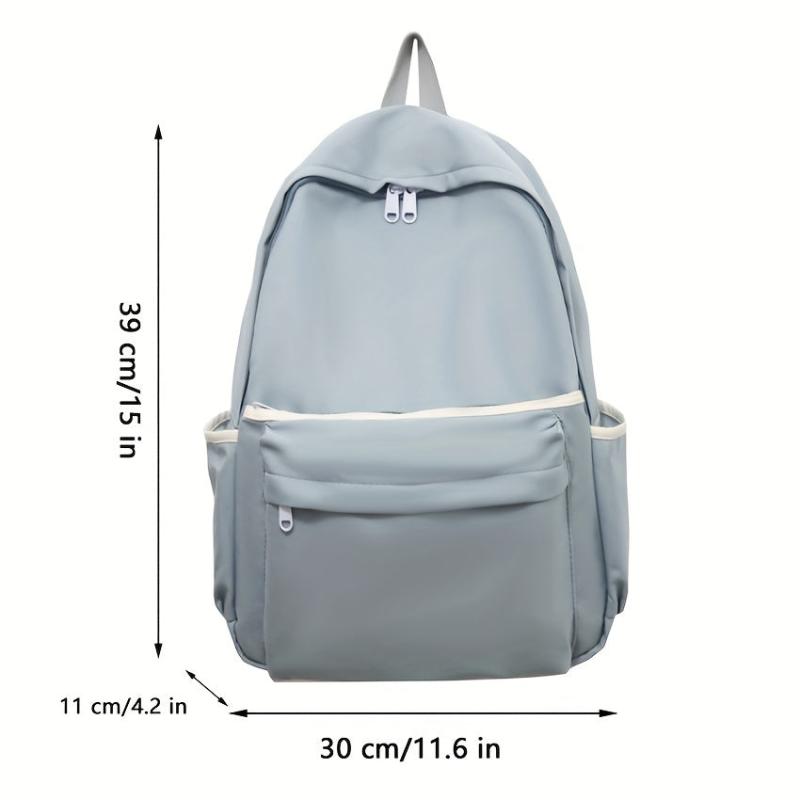 Casual Minimalist Preppy Backpack Large Capacity School Bag Zipper Storage