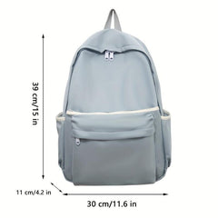 Casual Minimalist Preppy Backpack Large Capacity School Bag Zipper Storage