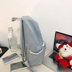 Casual Minimalist Preppy Backpack Large Capacity School Bag Zipper Storage