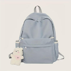 Casual Minimalist Preppy Backpack Large Capacity School Bag Zipper Storage