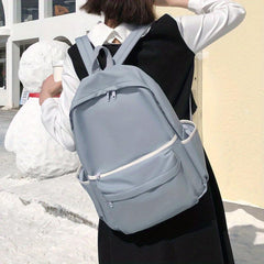 Casual Minimalist Preppy Backpack Large Capacity School Bag Zipper Storage