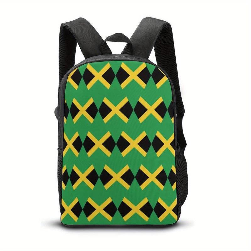Colorblock Pattern Zipper Backpack Laptop Travel Bag