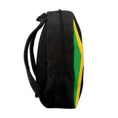 Colorblock Pattern Zipper Backpack Laptop Travel Bag