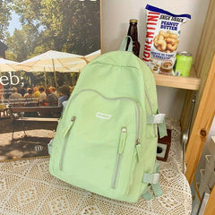 Minimalist Solid Zipper Backpack Large Capacity Preppy School Bag