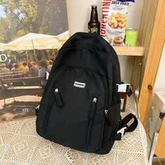 Minimalist Solid Zipper Backpack Large Capacity Preppy School Bag
