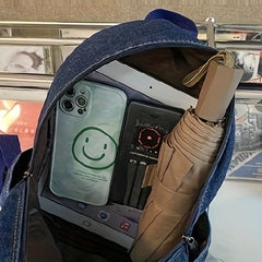 Denim Canvas Backpack Mini Solid School Bag Casual Travel