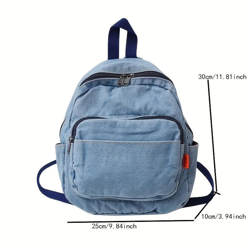 Denim Canvas Backpack Mini Solid School Bag Casual Travel